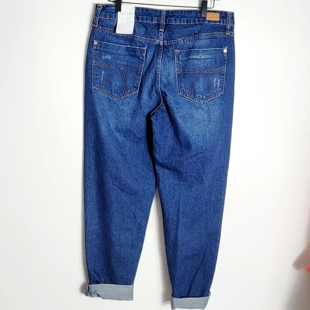 NWT Seven7 100% Cotton Roll Cuff Hem Marylin Boyfriend Women's Jean Size 6